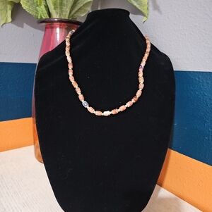 Beaded Necklace | Earth Tone Glass Beads | 12” Drop | Boho Style